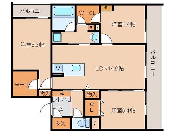 奈良駅 徒歩11分 4階の物件間取画像